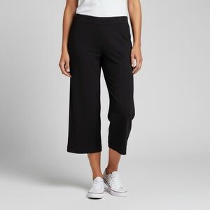 LOFT Petite Black Wide Leg Cropped Culotte Knit Pants - Size MP